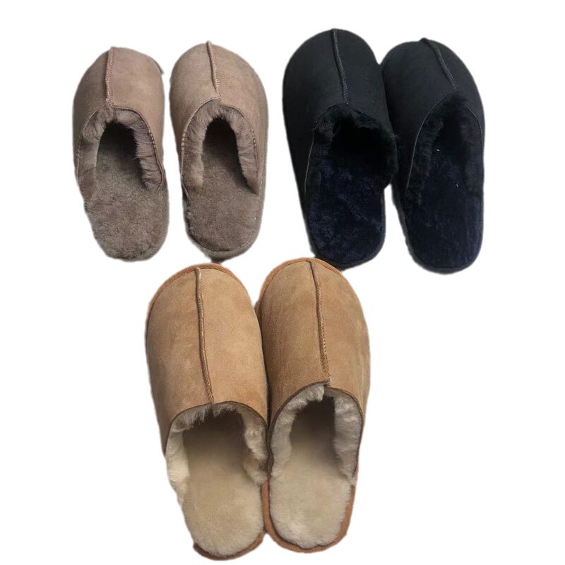 Cross-border new fur one slippers winter indoor warm men and women grinding non-slip slippers wholesale