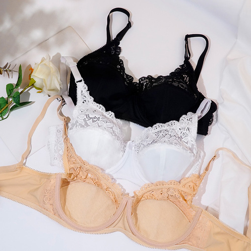 European and American large size women's adjustable underwire thin cushioned cups with uplift lace Russian style bra