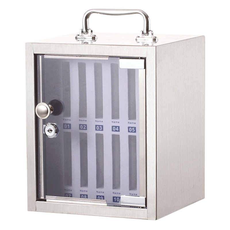 Mobile Phone Storage Box Stainless Steel Student Wall Hanging Mobile Phone Storage Box with Lock Staff Storage Restaurant Storage Cabinet