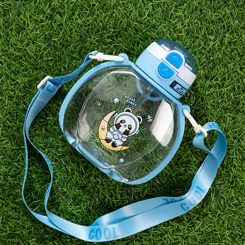 Yitong nuevo cartón de dibujos animados calabaza taza espacial taza de paja de plástico de gran capacidad de 850ml taza de agua de doble uso