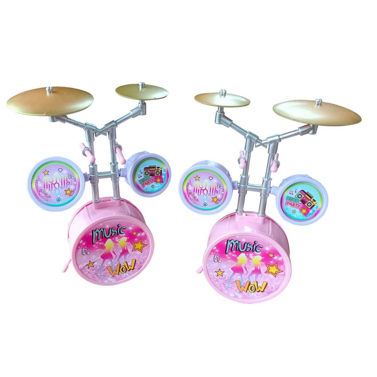 Забавный детский мини-барабанный набор, милый розовый внешний вид, ударный инструмент для просвещения музыки, интерактивная игрушка для раннего образования