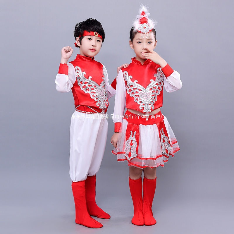 马蹄哒哒演出服儿童蒙古服男童女童少数民族服新款少儿筷子舞服装