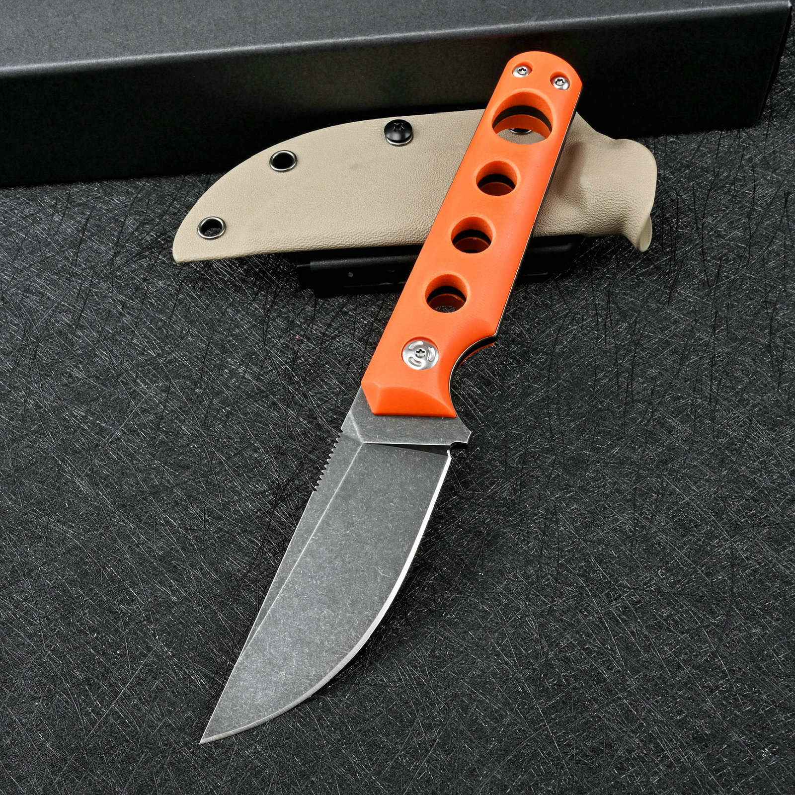 블랙 스톤 워시 오렌지 G10 핸들