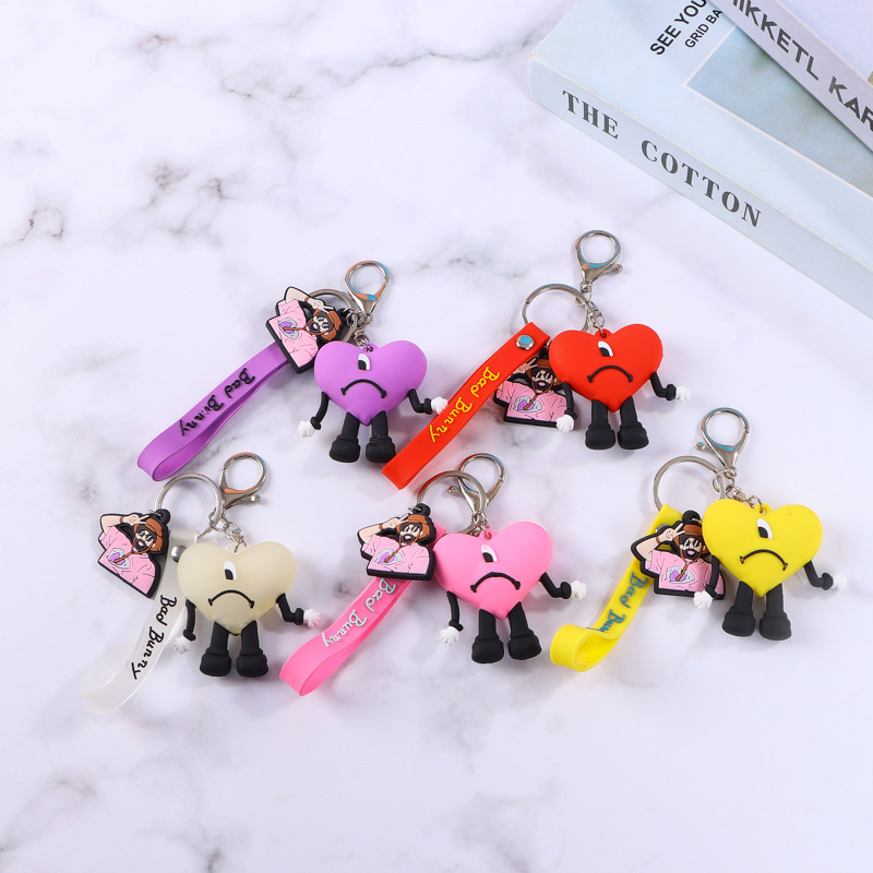 Bad ruffian rabbit new keychain custom cartoon accessories diy pendant PVC soft glue love rabbit decorative buckle wholesale Bad ruffian rabbit new keychain custom cartoon accessories diy pendant PVC soft glue love rabbit decorative buckle wholesale
