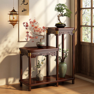 New Chinese-Style Flower Stand, Flower Rack, Storage Rack, Living Room Solid Wood Flower Table, Ornament Shelf, Flower Pot Stand, Indoor Solid Wood Flower Rack