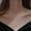 Brand zirconium, necklace, pendant, chain for key bag , french style, simple and elegant design, micro incrustation