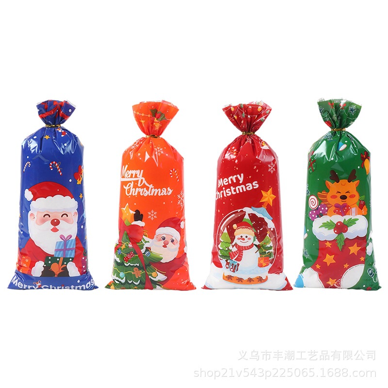 跨境圣诞礼品袋节日糖果包装袋圣诞老人圣诞树印花小零食包装袋子|undefined