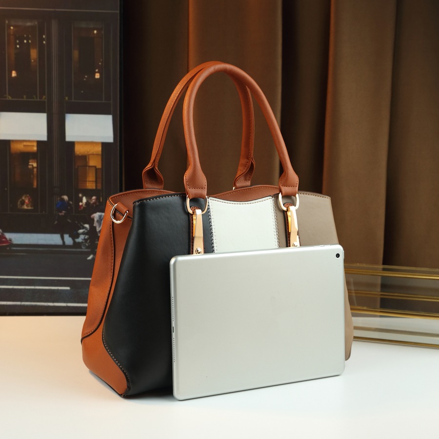 Modisches, farblich abgesetztes Damenhandtaschen-Set – Vierteilige Kollektion mit Schulter- und Umhängetasche, ideal für Mutter und Tochter_voghion.com