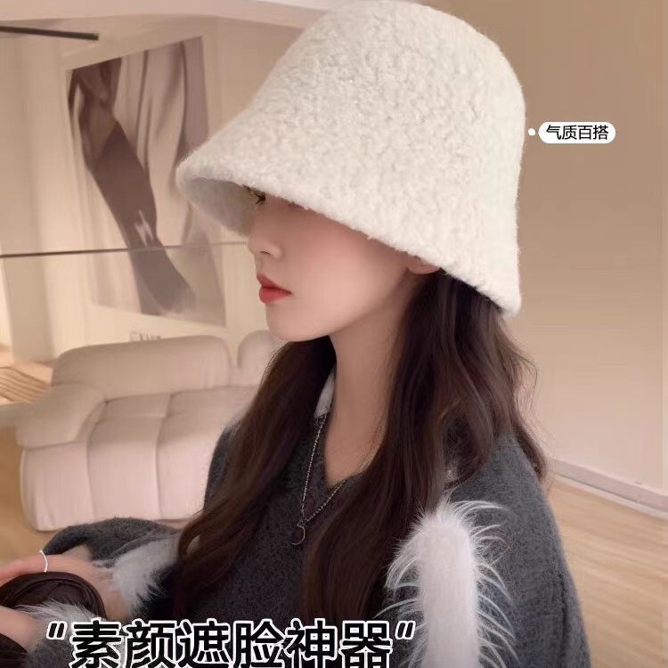 泰迪绒渔夫帽新款时尚韩版水桶帽保暖大头围帽子女秋冬显脸小盆帽|undefined