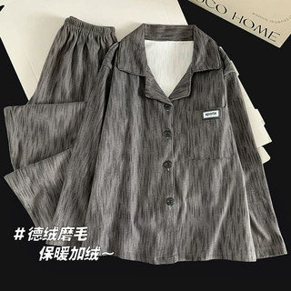 男童德绒睡衣秋冬加绒保暖青少年男孩2026新款冬季儿童家居服套装