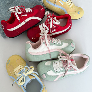 All-match Korean Shoes Women's 2025 New Explosions Board Shoes Students Thick Sole White Shoes German Training Shoes Far Wave 2207