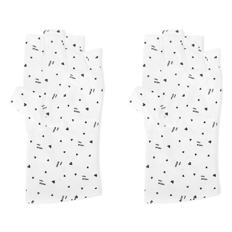 Nuevo patrón de amor de uñas guantes a prueba de negro UV a prueba de sol antideslizante lámpara para hornear aislamiento térmico fugas guantes de dedo