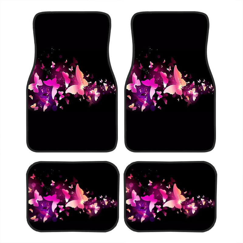 Cross-Border Temu Hot-Selling Butterfly Car Floor Mats, Four-Piece Set for All Seasons, Dirt-Resistant, Wear-Resistant, Anti-Scratch Mats