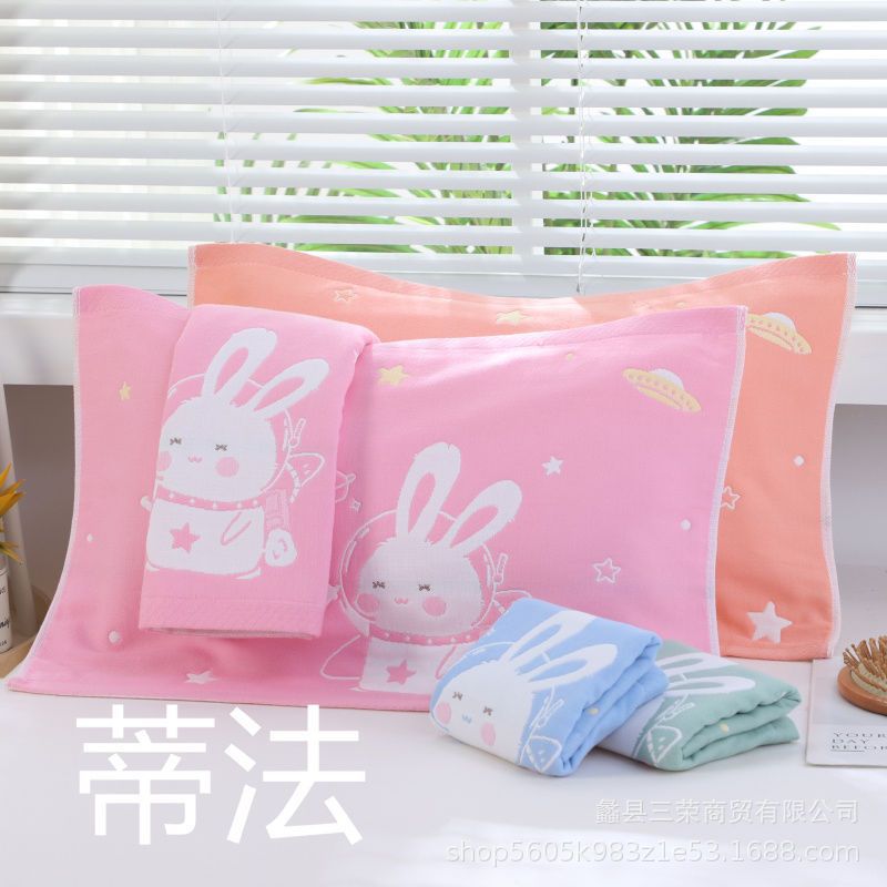 Cotton Children's Kindergarten Four-Layer Thick Pillowcase Small Cartoon Pillow Cover Gauze Soft Absorbent Home Use