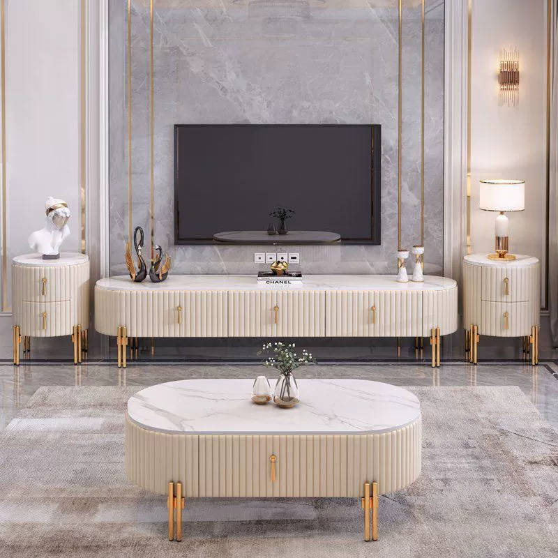 Эллиптический современный простой легкий и роскошный чайный столик ТВ-шкаф комбинированный набор небольших блоков бытовой гостиной напольный шкаф стеклянная плитка