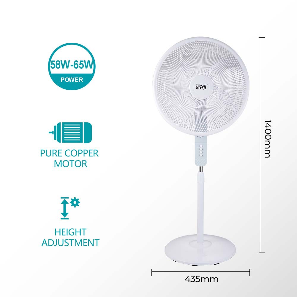 Winningstar transfronterizo exclusivamente para uso doméstico de 16 pulgadas 50W sacudiendo la cabeza, ventilador eléctrico de elevación de control remoto portátil de pie