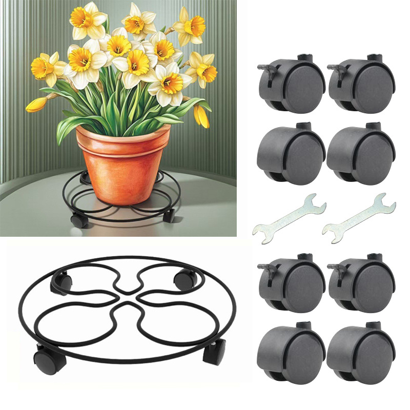 [Manufacturer] Four-Leaf Clover Flower Pot Rack Removable Rotating Flower Rack Storage Rack Flower Handling Rack Iron Art 27cm