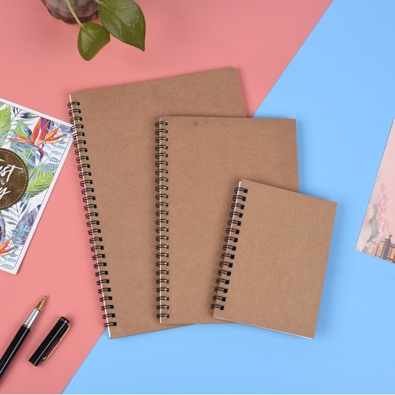 Spot Kraft paper coil book with pen wholesale notebook notepad education propaganda book printed logo