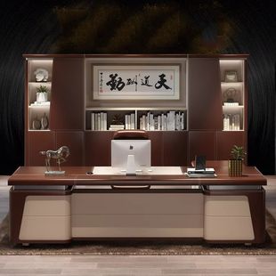 Steel-Wood Boss Desk Office Desk President Desk Fashionable Simple Executive Desk General Manager Office Desk and Chair Combination