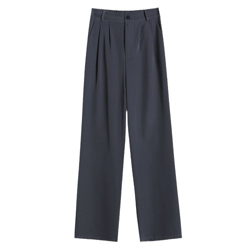 Women's Tailored Wide Leg Trousers with Drape - Spring and Summer Casual High-Waisted Pants from the Source