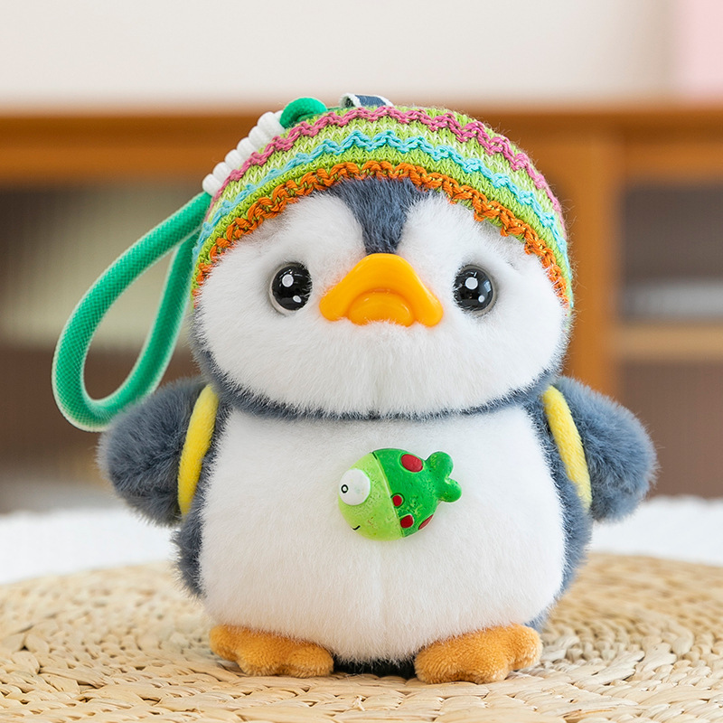 かわいい帽子をかぶったペンギンのぬいぐるみペンダント、可愛いキャラクターの漫画風バッグ飾り、キーホルダー、ミニサイズの卸売|undefined