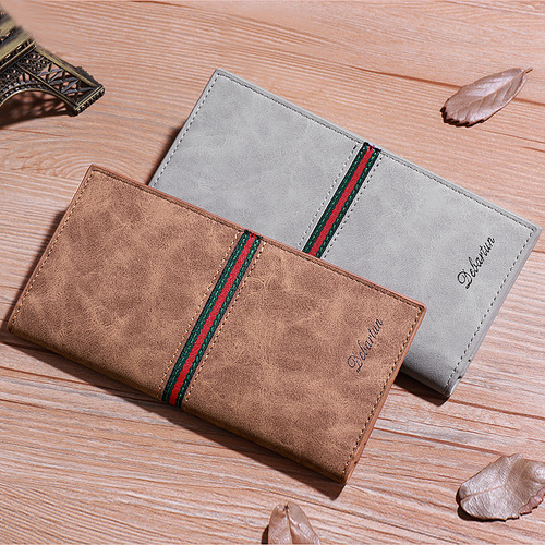 Youth trendy thin wallet long men's wallet student casual splicing soft side multi-card card wallet wallet