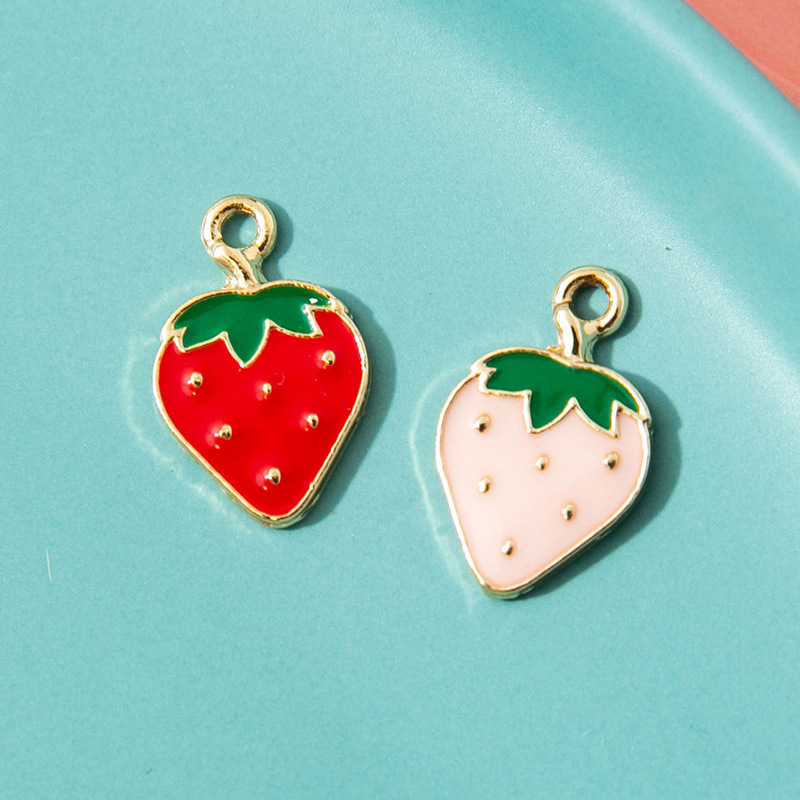 Strawberry Cartoon Fruit Alloy Oil Drop DIY Jewelry Accessories Korean Version Cute Fruit Jewelry Small Pendant Wholesale