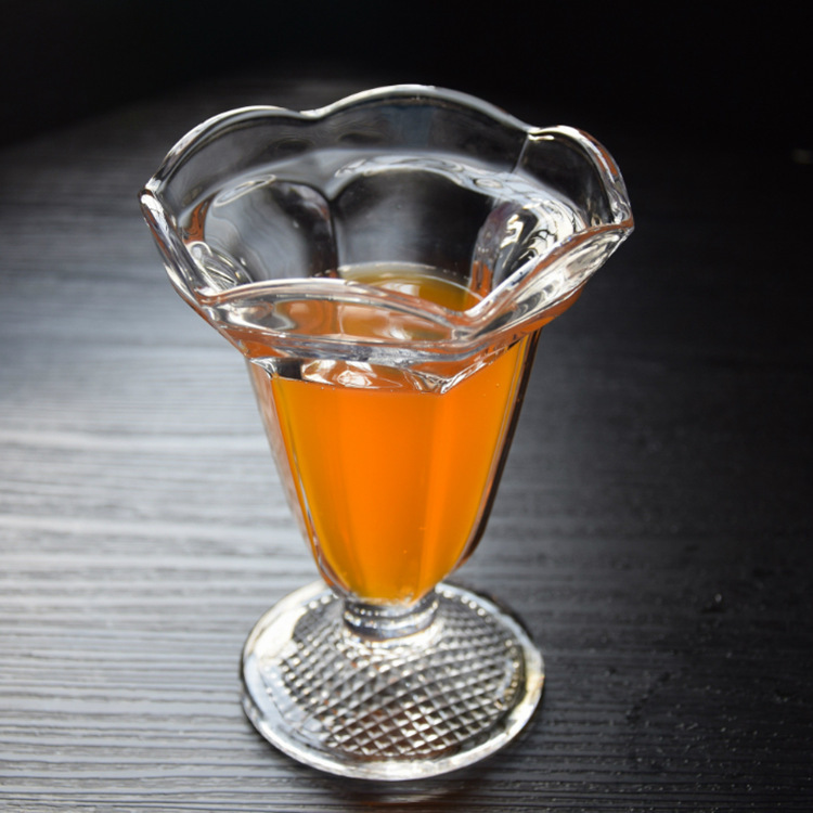 厂家现货185ml玻璃机吹制冰淇淋杯圣代杯创意雪糕杯郁金香甜品杯