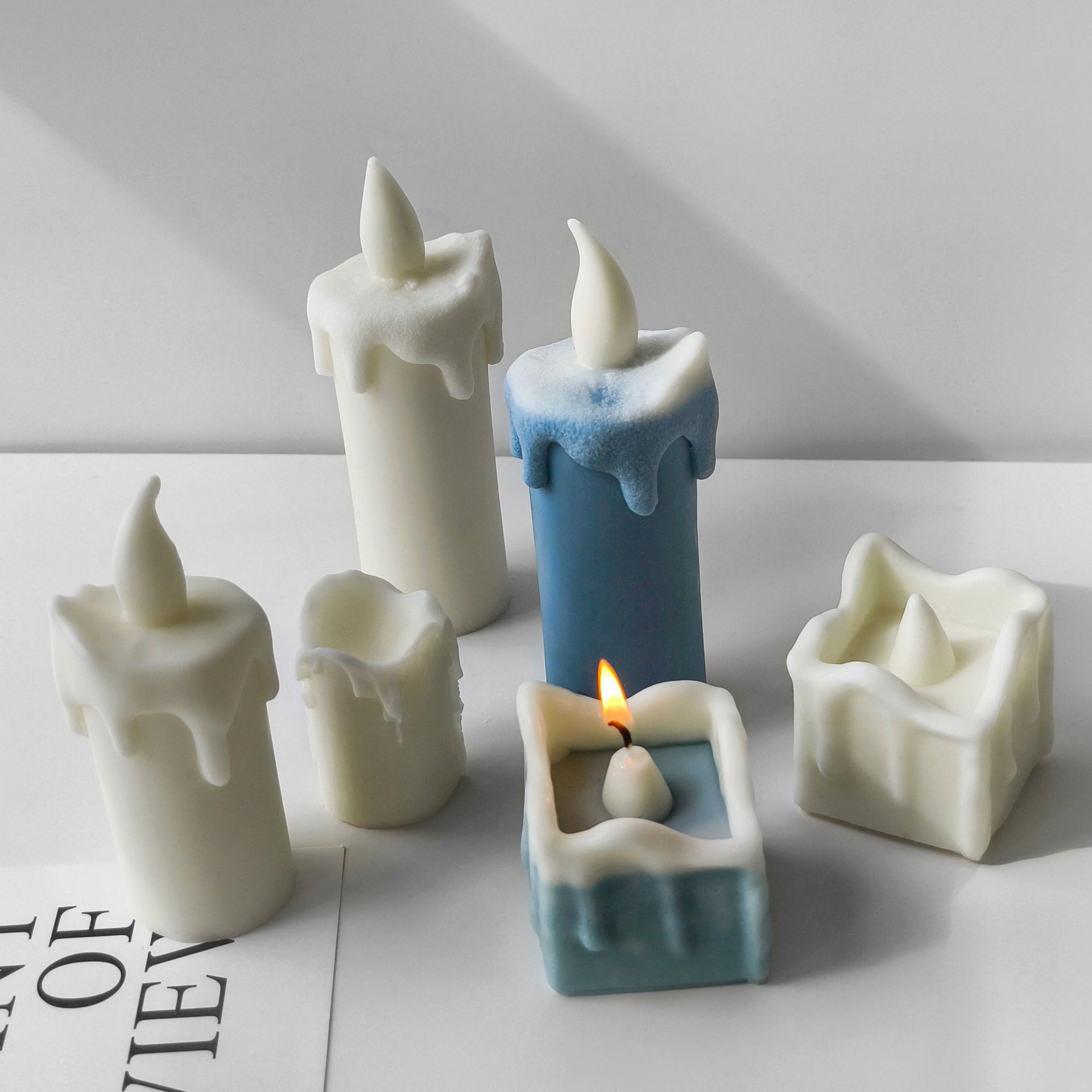 Jiahuimei vela larga molde de silicona DIY casero aromaterapia vela fragancia piedra decoración molde en stock