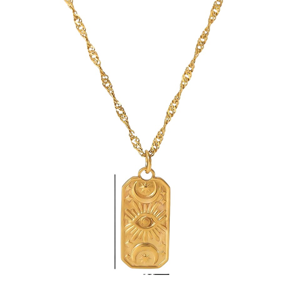 Estilo europeo y americano Luz de lujo moda simple collar 18K oro Acero inoxidable amor Luna textura colgante collar de alta calidad