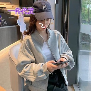 Baseball Suit Coat Women's Cardigan Casual Sweater 2023 New All-match Jacket Collar Small Zipper Coat