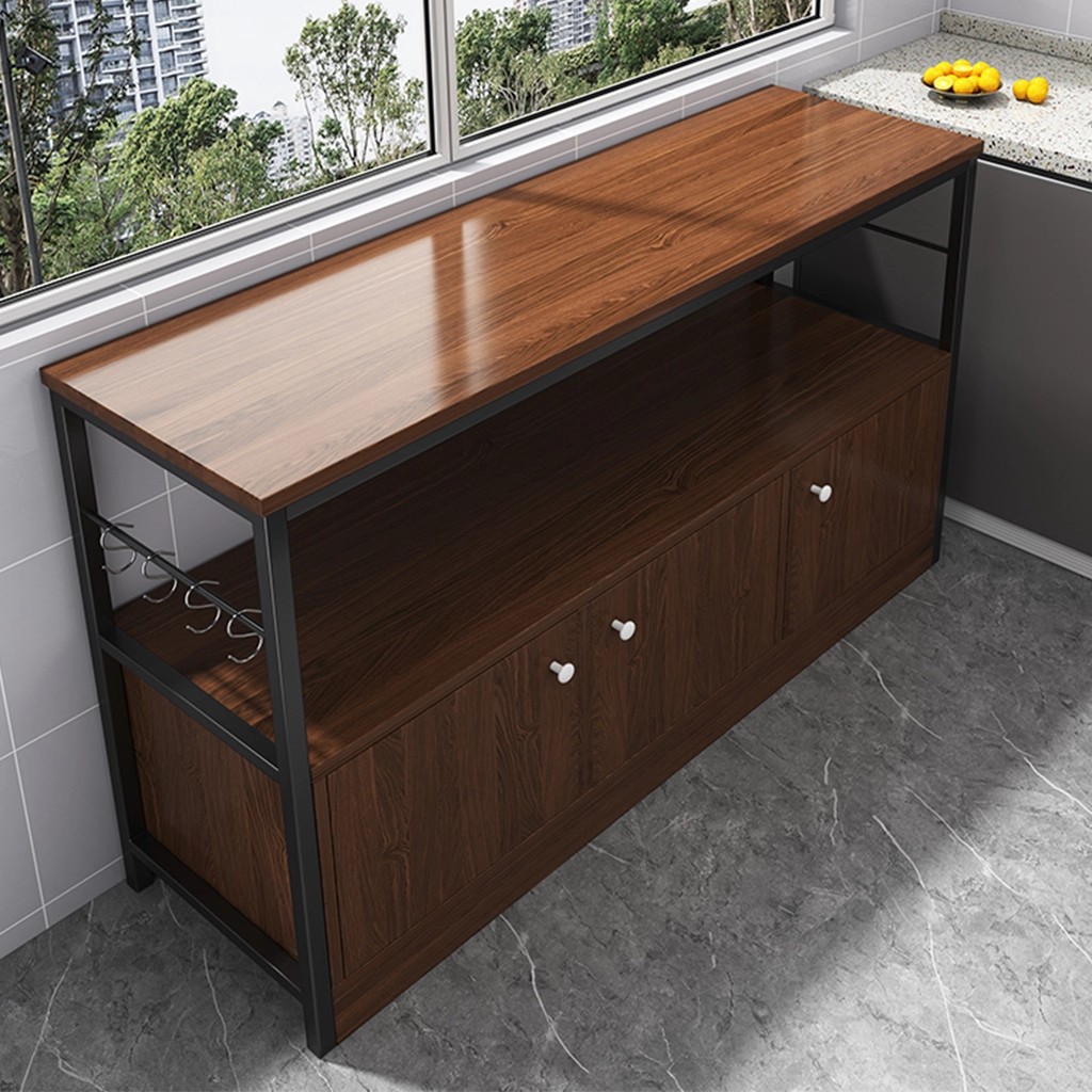 Estante de almacenamiento de cocina estante de almacenamiento de piso armario de almacenamiento contra la pared armario de comedor integrado estante de almacenamiento de microondas multifuncional para el hogar