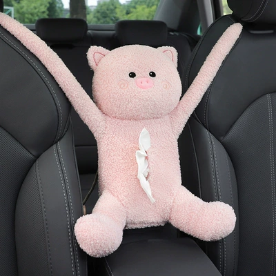 Car tissue box/set: rear seat back-mounted Cartoon - aiku-pink-pig-desktop-tissue-box