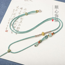 2mm细绳手工编织项链绳diy翡翠和田玉无事牌黄金玉葫芦挂绳可调节