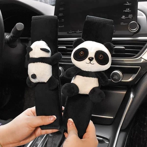 Şirin Panda Kukla Avtomobil Təhlükəsizlik Kəməri Çiyin Yastığı, Yumşaq Dekorativ Örtük