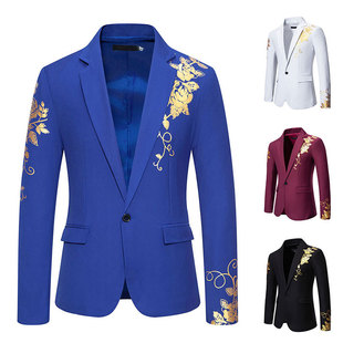 Men's bronzing printed blazer Amazon men's wedding casual slim fit suit in stock X10