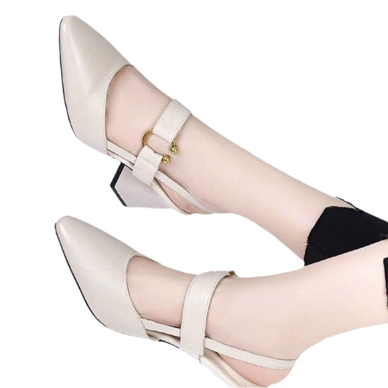 Летние новые стильные пустые сандалии на спине, женские повседневные сандалии с квадратным носком, подковообразный каблук, толстый каблук, высокий каблук, модная повседневная кожаная женская обувь оптом