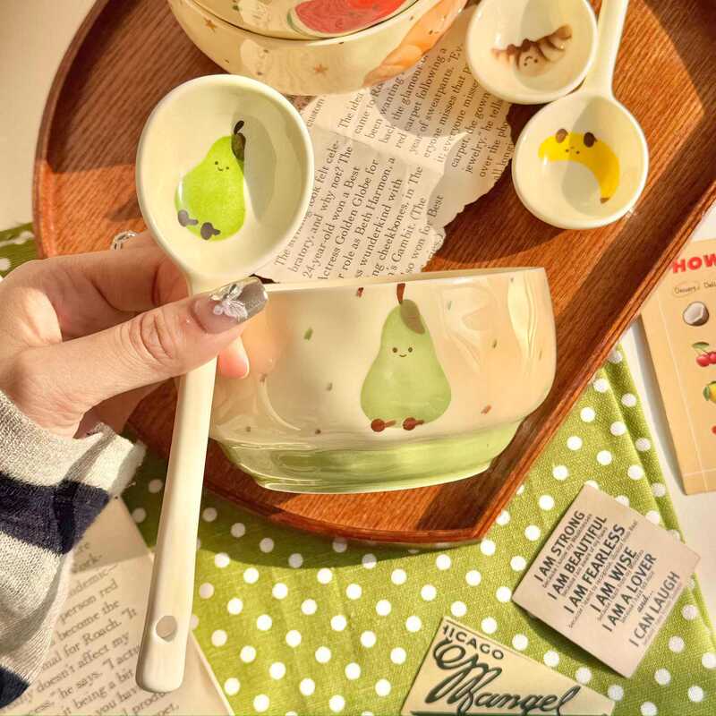 可爱水果可颂陶瓷小勺子个人专用长柄盛汤勺釉下彩汤匙饭勺高颜值|undefined