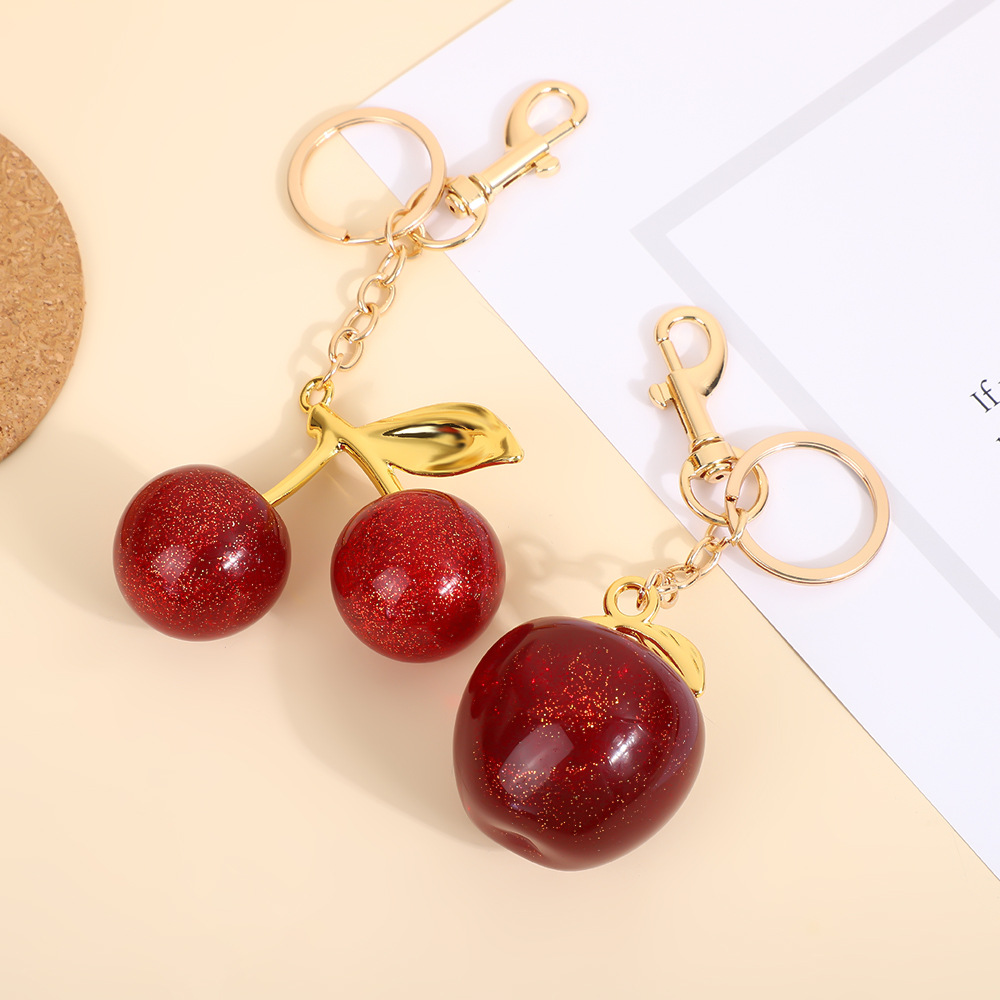 Vintage Luxury Keychain Fashionable Simulated Fruit Simple Big Cherry Keychain Creative Car Key Bag Pendant_voghion.com