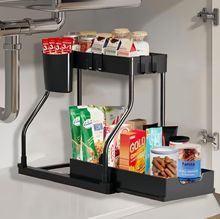 跨境厨房抽拉式置物架下水槽收纳架多层橱柜整理架家用卫生间储物