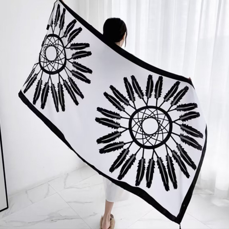 Sopa de satén de twill para mujeres 2025 bufandas de viento nacional de verano tibetanas bufandas de seda protector solar lago Qinghai turismo foto toalla de playa