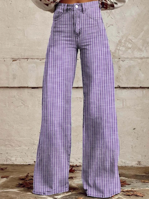 2024 new Amazon hot cross-border anti-Denim striped wide leg straight tube micro-bla jeans hot foreign trade 2024 new Amazon hot cross-border anti-Denim striped wide leg straight tube micro-bla jeans hot foreign trade