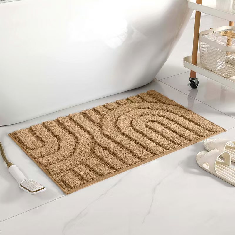 Flocked simple alfombra gruesa alfombra de baño estera antideslizante absorción de agua lavable máquina sala de estar dormitorio estera de puerta
