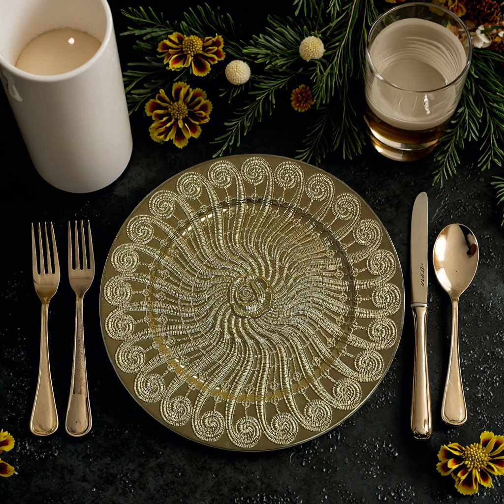 Platos de oro galvanizados, bodas europeas, hoteles, fiestas, bocadillos desechables, frutas, platos de plástico, cargador