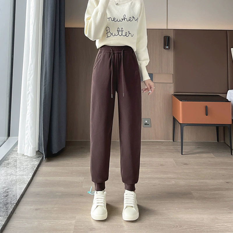 Windproof woolen winter fashionable keep warm trousers with down