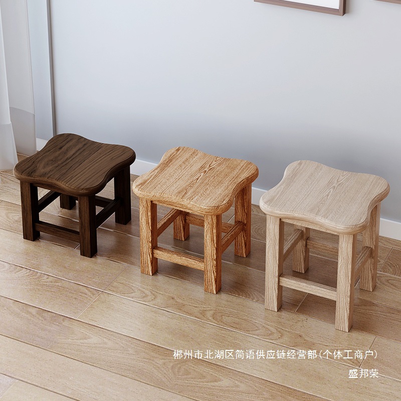 Fábrica directa taburete pequeño banco de madera sólida casera taburete de salón taburete de madera taburete bajo silla creativa para niños