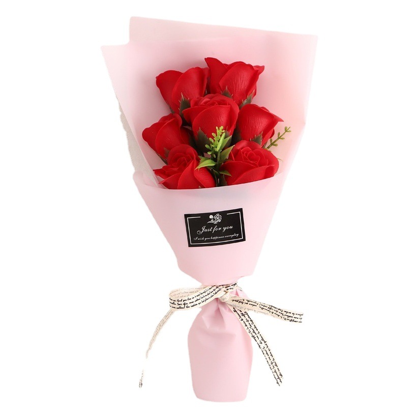 Regalo del Día del maestro 7 flores de jabón pequeño ramo de rosas artificiales Regalo de Cumpleaños Sanba Festival Día de San Valentín