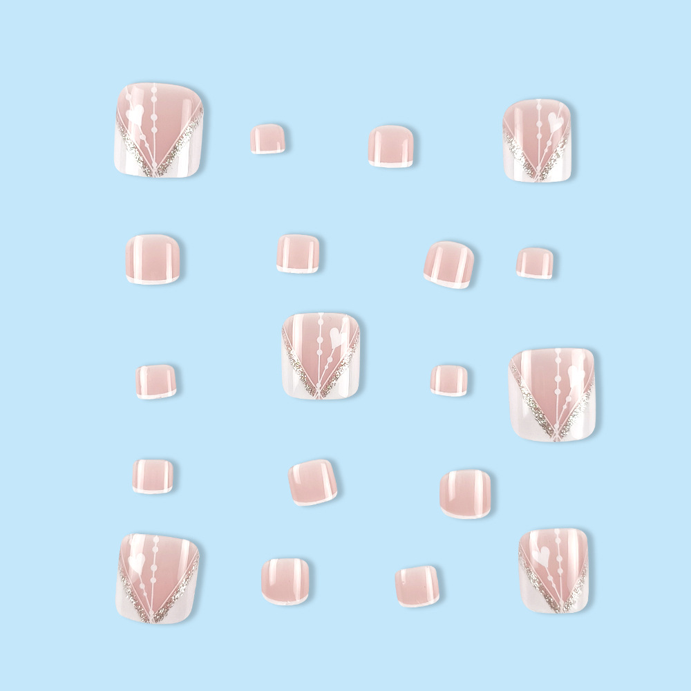 Atmosfera suave transfronteriza parche de uñas de pie polvo desnudo estilo dulce para usar uñas de pie amor blanco adornos de uñas de pie