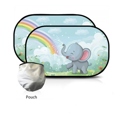 Cartoon Car Sunshade Static Cling: Sun shade - 6-rainbow-elephant-sunshade