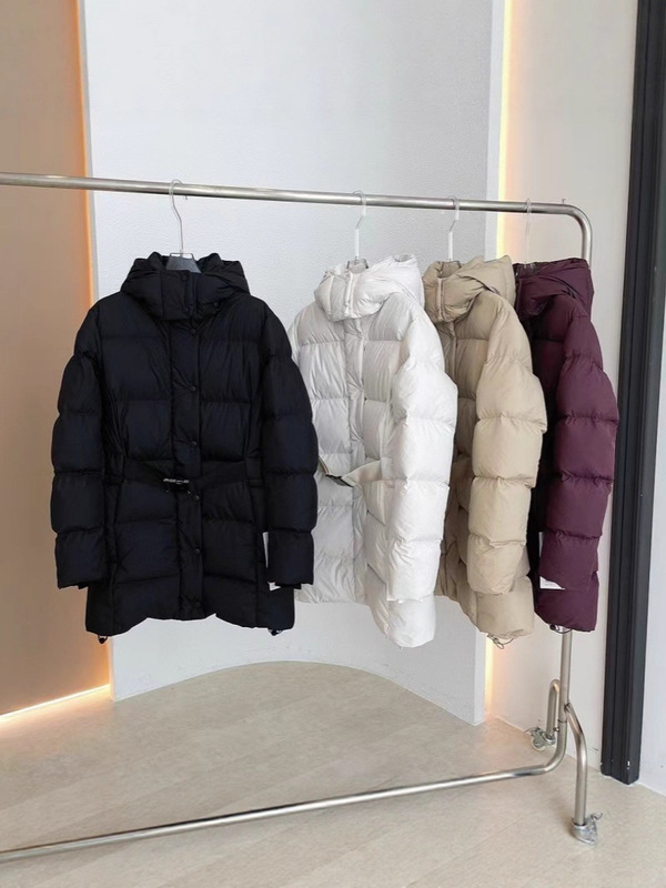25新款女式腰带中长款连帽羽绒服收腰显瘦美腿羽绒外套大衣|undefined